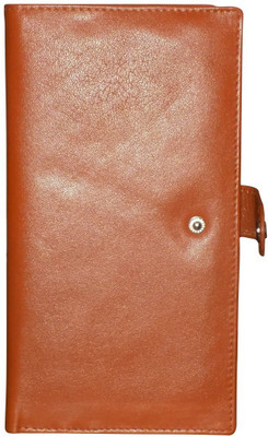 

Kan Premium Quality Leather Cheque Book Pouch/Long Wallet for Unisex(Tan)