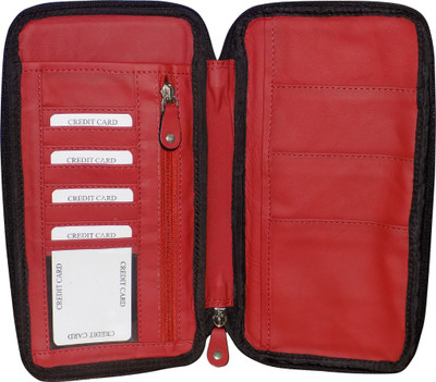

Style 98 Men Multicolor Genuine Leather Card Holder(8 Card Slots), Black:red
