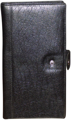 

Kan Premium Quality Leather Cheque Book Pouch/Long Wallet for Unisex(Black)
