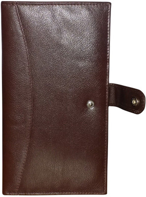 

Kan Genuine Leather Cheque Book Pouch/Long Wallet for Unisex(Brown)