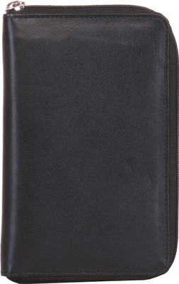 Walletsnbags Nappa Full Zip Passport & Ticket Holder(Black)