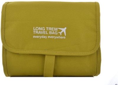 

PackNBuy Folding Hanging Cosmetics Travel Organizer For Make Up Kits Toiletry Pouch Bags - Lime Green Color(Green)