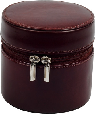 

ZINT SMALL GENUINE LEATHER TRAVEL JEWELLERY BOX TRINKET CASE RINGS PENDANTS ORGANIZER(Brown)