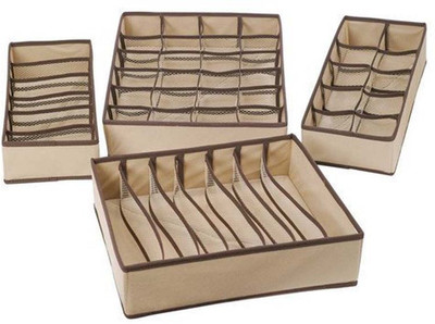 

Everyday Desire Set of 4 Foldable Drawer Dividers, Storage Boxes(Brown)