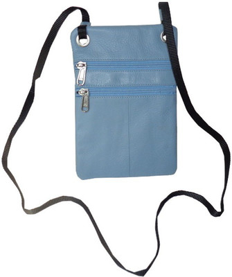 

Kan Blue Genuine Leather Travel Pouch/Sling Bag For Men and Women Small Travel Bag(Blue)