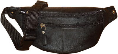 

Style 98 Genuine Leather Travel Money Pouch for Men and Women Waist Bag(Black)