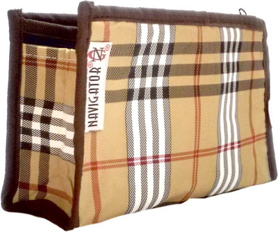 

Navigator Cosmetic Pouch(Beige, Red, Brown), Brown;dark brown;red