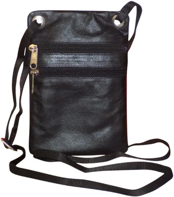 Style 98 Boys & Girls Casual Black Genuine Leather Sling Bag