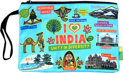 

Eco Corner india i love india Art Cotton Canvas Pencil Box(Set of 1, Blue)