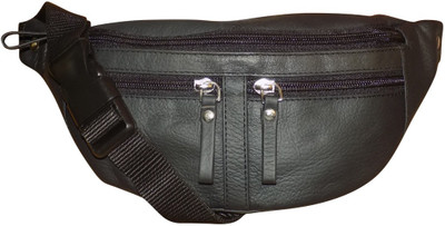 

Style 98 Genuine Leather Travel Money Pouch for Men and Women Waist Bag(Black)