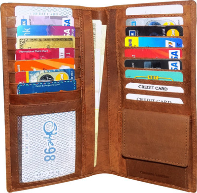 

Kan Brown Genuine Leather Travel Organizer with 18 Card Slots(Brown)