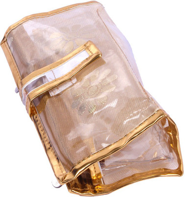 

Pretty Krafts Vanity / Shaving kit small | Make up kit Transparent with Golden Border Travel Toiletry Kit(Gold)