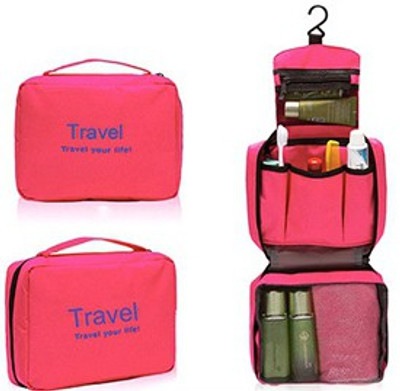 

Inventure Retail Travel Buddy Cosmetic Toiletry Shaving Jewelry Hanging Bag Organizer - Pink Travel Toiletry Kit(Pink)