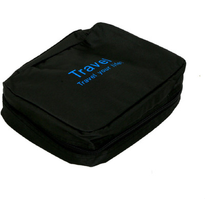 

Kuber Industries Waterproof Travel Bag Beauty Make Up Toiletry Wash Bag Zipper Cosmetic Case Organiser Party, Picnic Easy Carrying-KI3282 Travel Toiletry Kit(Black)