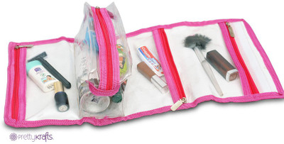 

Pretty Krafts Vanity Kit Folding Rex Travel Toiletry Kit(Pink)