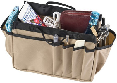 

Howards Handbag Organizer Accessories And Cosmetic Pouch Medium Natural Travel Toiletry Kit(Beige, Black)