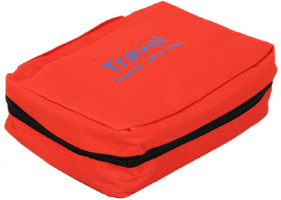 

Kuber Industries Waterproof Travel Bag Beauty Make Up Toiletry Wash Bag Zipper Cosmetic Case Organiser-KI3287 Travel Toiletry Kit(Red)