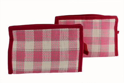 

K&P Jute Checks Large Pack of 2 Travel Toiletry Kit(Pink)
