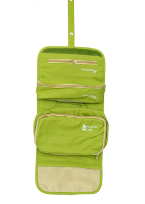 

Kuber Industries Green Long Folding Hanging Cosmetic Makeup Travel Organizer kit with detachable pockets (KI3294) Travel Toiletry Kit(Green)