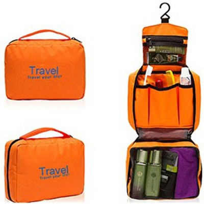 

Inventure Retail Travel Buddy Cosmetic Toiletry Shaving Jewelry Hanging Bag Organizer - Orange Travel Toiletry Kit(Orange)