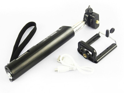 

Feye Bluetooth Selfie Stick Self Portrait Shot Hand Grip With Remote Control Shutter And Built In Zoom In And Out Button Selfie Stick(Black, Supports Up to 2000 g)