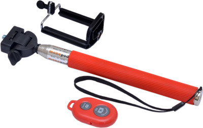 

Watermelon Compact Selfie On Stick + Bluetooth Remote Shutter - Red Selfie Stick(Red, Supports Up to 450 g)