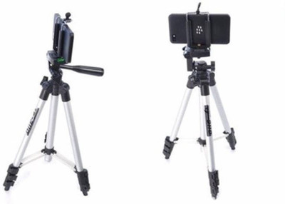 

Sukot 105 Cm Long Stand - Super Light Tripod Kit + Mobile Holder Clip Tripod Kit(Silver & Black, Supports Up to 700 g)