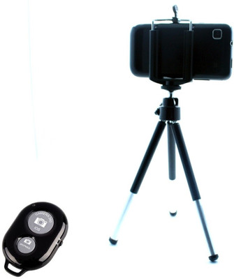 Smiledrive Universal Mobile Tripod with Bluetooth Shutter Clicker – Fits all Mobiles Monopod(Black, Supports Up to 300 g)