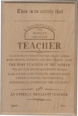 

Atpata Funky World'S Best TEACHER Certificate Award Trophy(S)