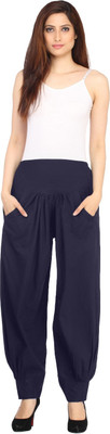 

Ankita Solid Cotton Women's Harem Pants, Navy blue