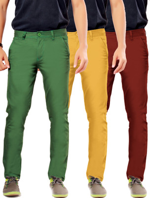 

Uber Urban Slim Fit Men's Green, Yellow, Red Trousers, Green;red;yellow
