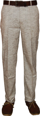 

Le-Meiux Slim Fit Men's Linen Brown Trousers
