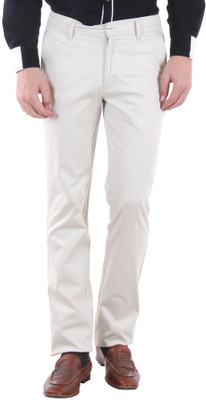 

Routeen Slim Fit Men's Cream Trousers