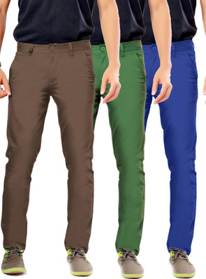 

Uber Urban Rocky Slim Fit Men's Brown, Green, Blue Trousers, Beige;blue;green