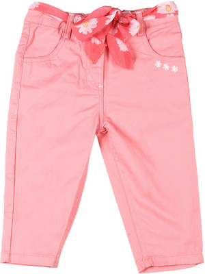 

612 League Regular Fit Baby Girls Pink Trousers, Light pink