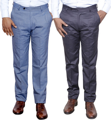IndiWeaves Regular Fit Men Grey Trousers