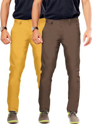 

Uber Urban Rocky Slim Fit Men's Brown, Yellow Trousers