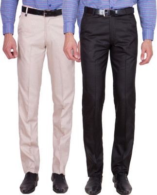 

Tiger Grid Slim Fit Men's Multicolor Trousers, Beige;black