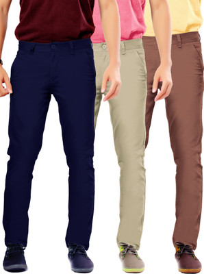 

Uber Urban Rocky Slim Fit Men's Blue, Silver, Brown Trousers, Blue;brown;silver