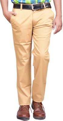 BRITISH TERMINAL Slim Fit Men Gold Trousers