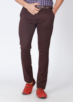 

The Indian Garage Co. Slim Fit Men's Brown Trousers, Choco