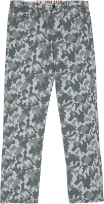 

US Polo Kids Slim Fit Boys Multicolor Trousers, Lt. grey