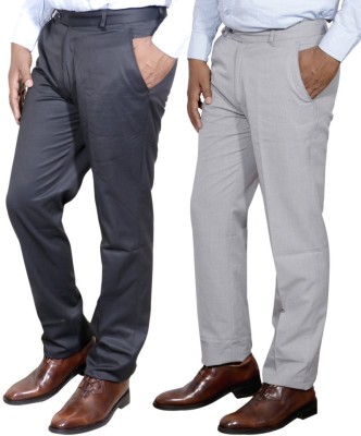 IndiWeaves Regular Fit Men White, Black Trousers