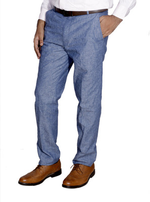 IndiWeaves Regular Fit Men Blue Trousers