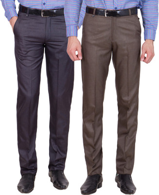 

Tiger Grid Slim Fit Men's Multicolor Trousers, Blue;brown