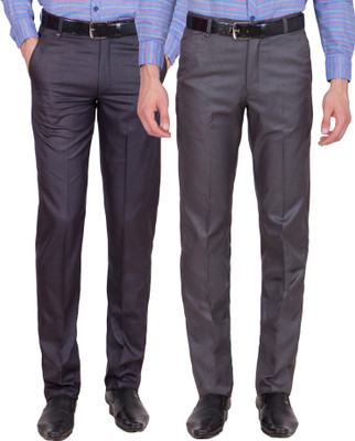 

Tiger Grid Slim Fit Men's Multicolor Trousers, Blue;dark grey