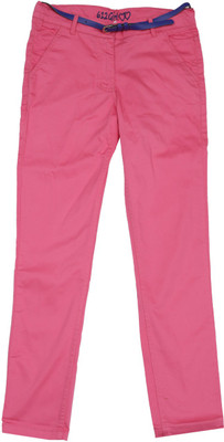 

612 League Regular Fit Girls Pink Trousers, Bubblegum pink