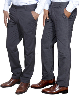 IndiWeaves Regular Fit Men Black Trousers