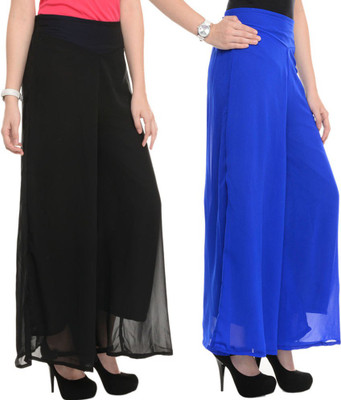 

Dimpy Garments Slim Fit Women's Black, Blue Trousers, Black;royal blue