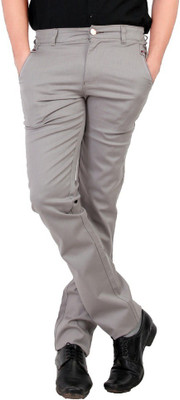 

Wood Slim Fit Men's Beige Trousers, Grey;orange